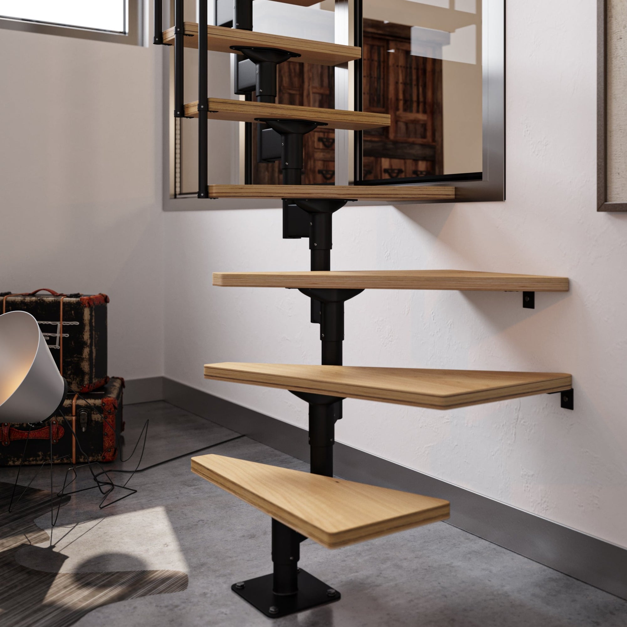 Modular Box Staircase DALLAS Quarter Turn Modular Staircase Kit - Staircase & Railing Store