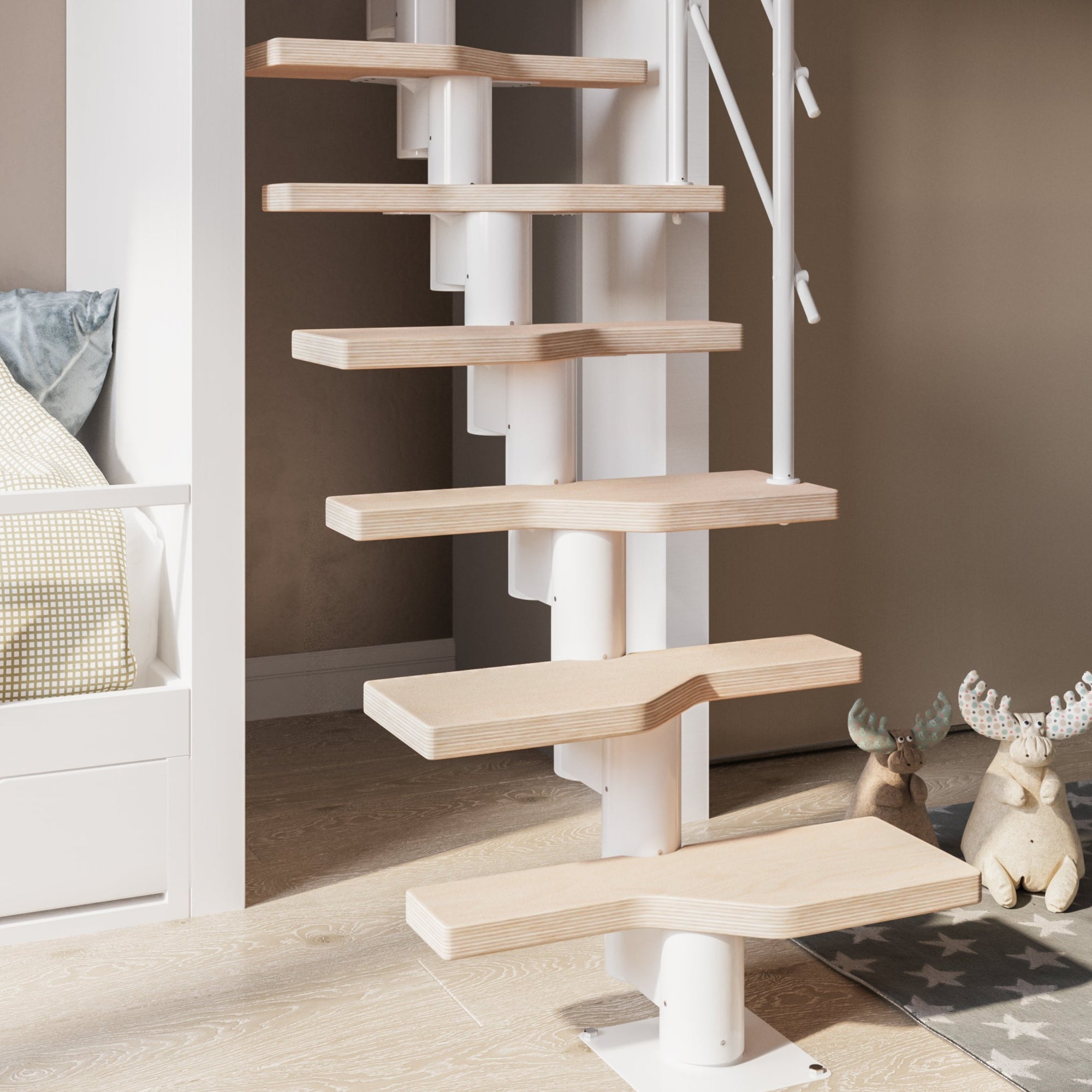 Modular Box Staircase DOLLE LUGANO Modular Staircase Kit - White | Staircase & Railing Store
