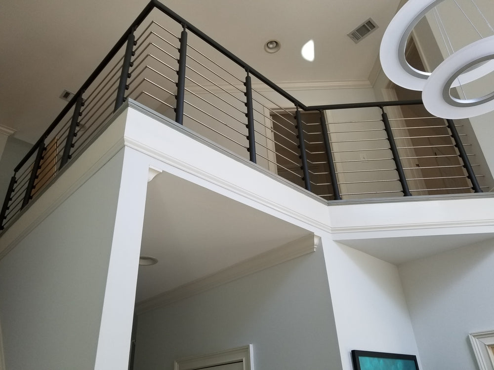 36" Anthracite Top Mount Post, Tube Infill, Anthracite Handrail