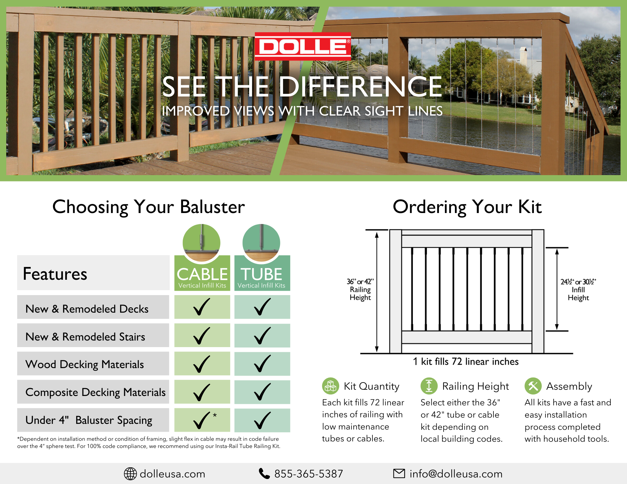 Insta-Rail® 42" Vertical Tube Railing Infill Kit