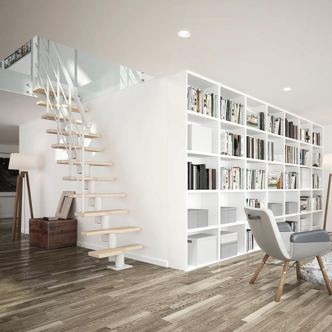 Dolle Lugano Modular Staircase Kit - White Lifestyle