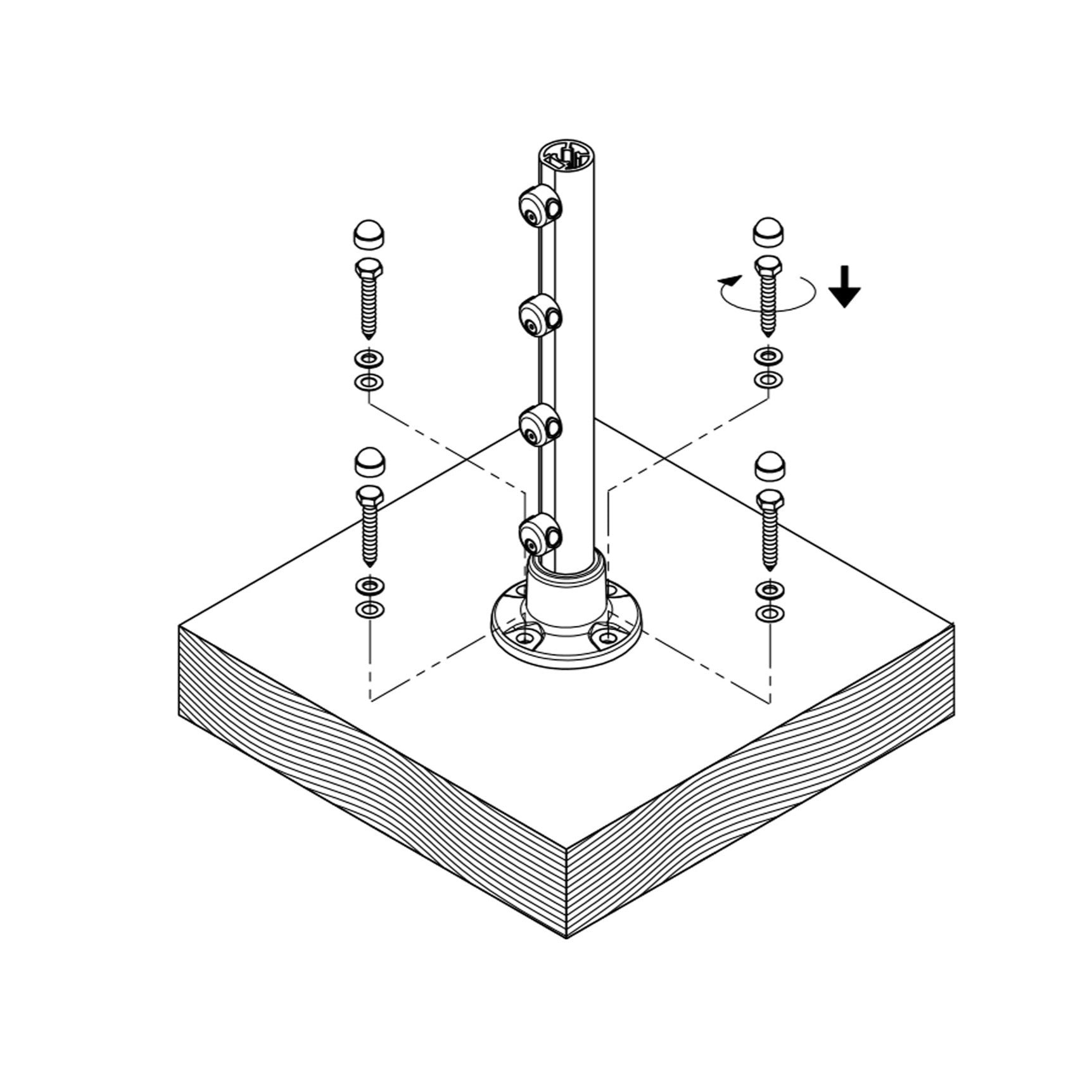 Prova PA22b Galvanized Hex Screws for Anthracite Posts - Wood (4 per pack)