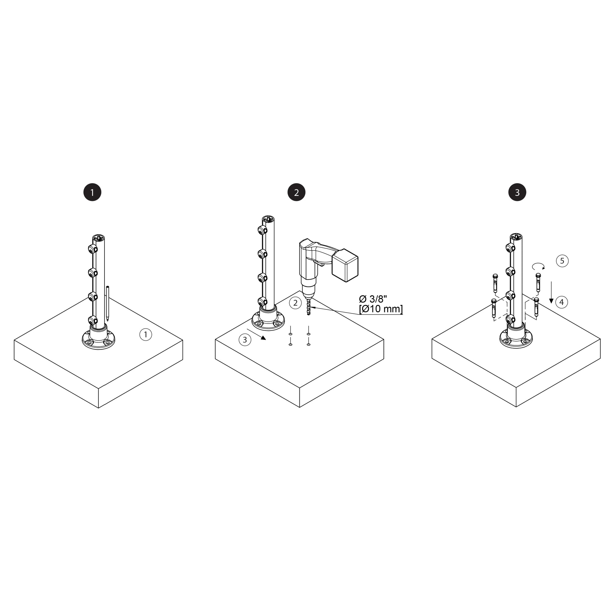 Prova PA23b Heavy Duty Concrete Anchors for Anthracite Posts Installation