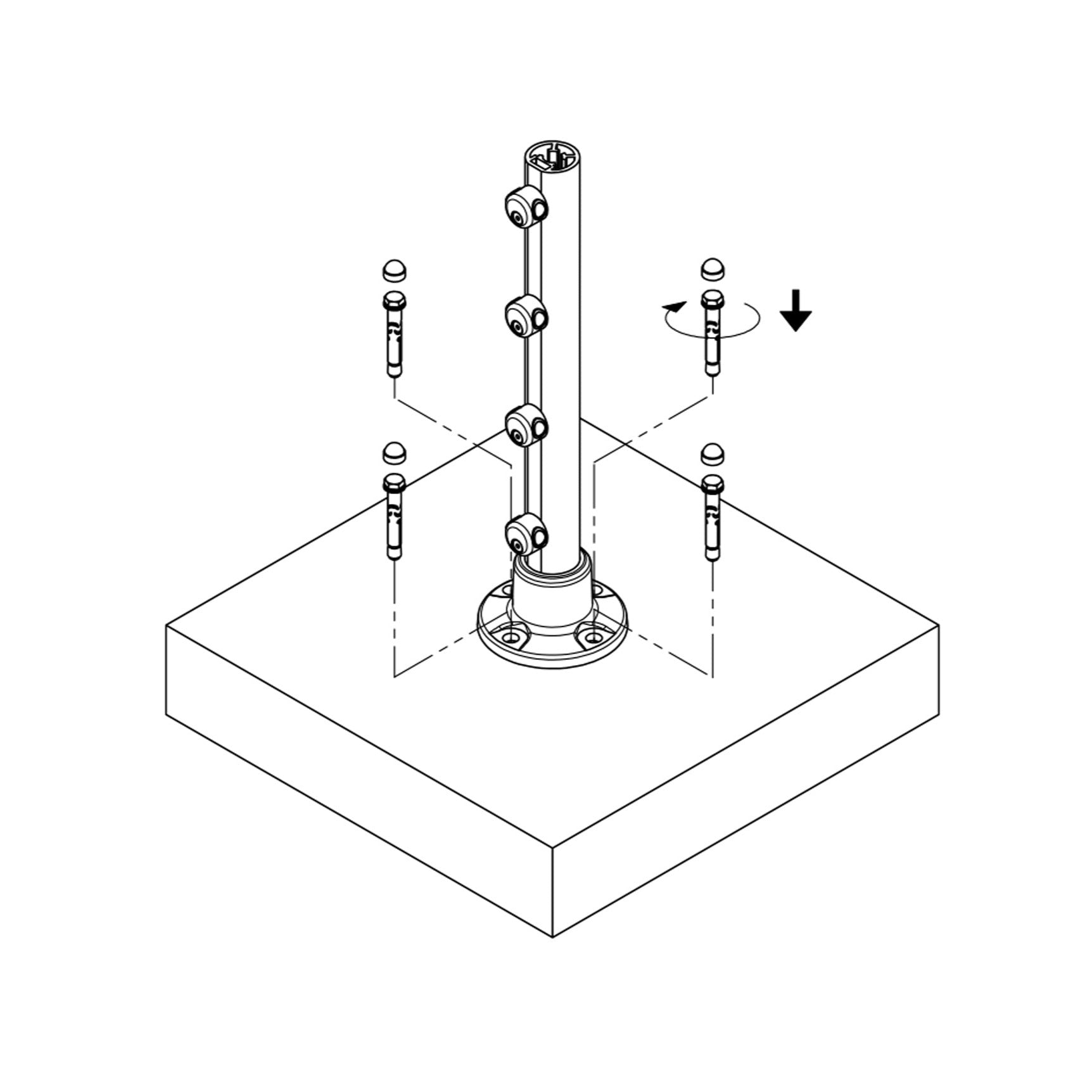 Prova PA23b Heavy Duty Concrete Anchors for Anthracite Posts Installation