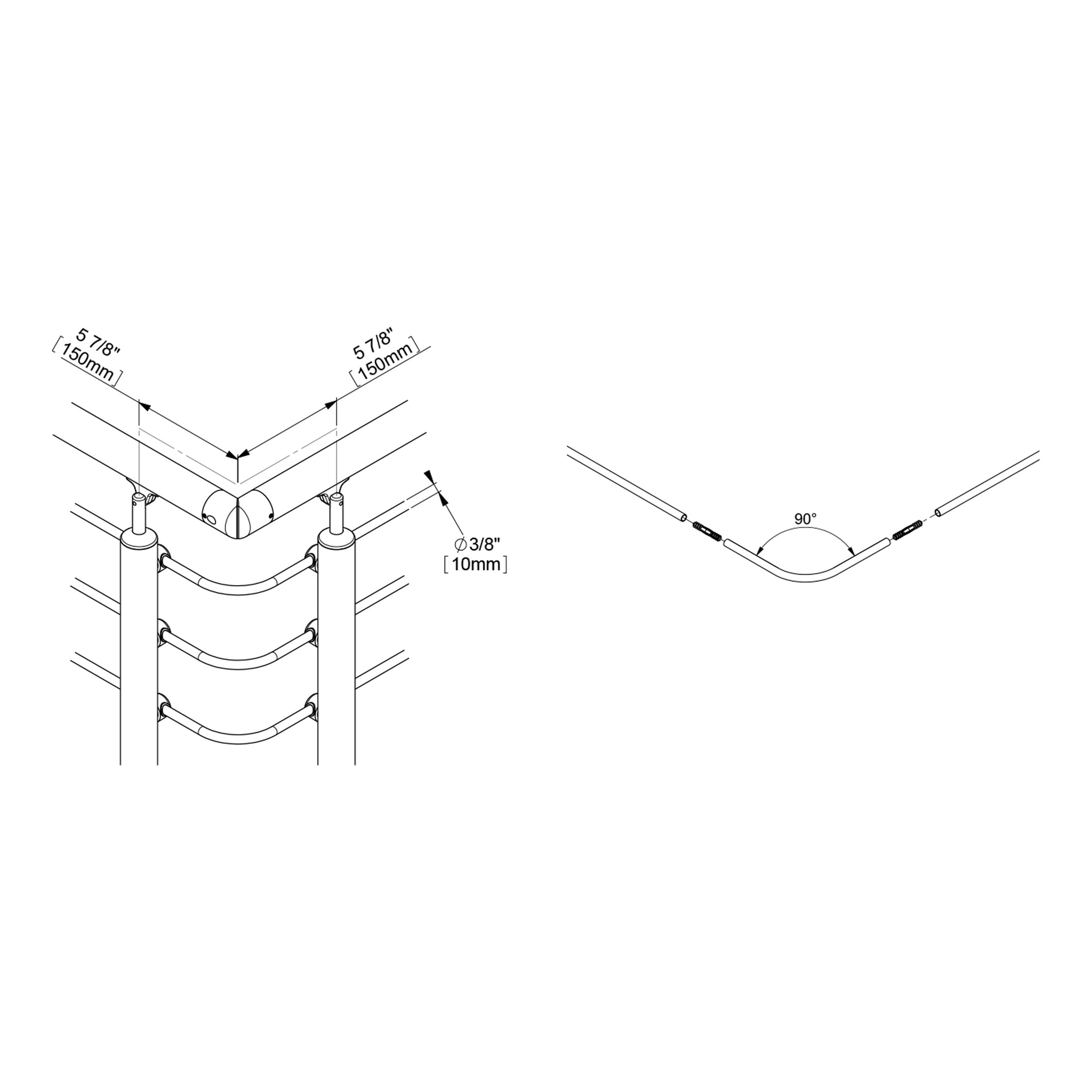 Prova PA25a 90 Degree Corner for Steel Cable or Steel Tube In-FILL Installation