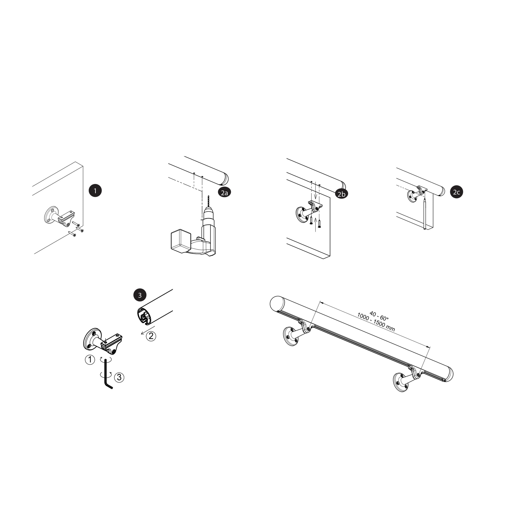 Prova White 79" Long Handrail Kit